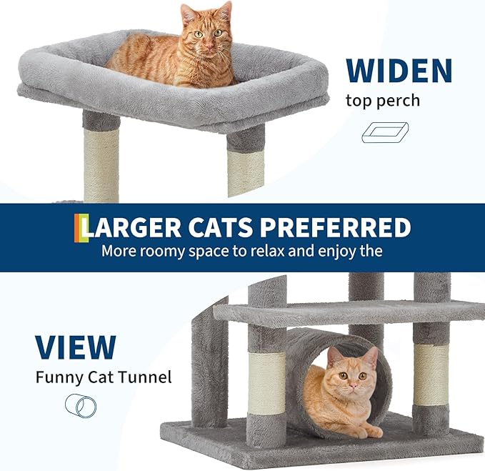 GarveeLife Cat Tree for Large Cat 74",Tall Cat Tower for Indoor Cats with 11 Scratching Posts, Hammock, Large Top Perch,Toy Balls, Sturdy Heavy Duty House for Adult Big Cats