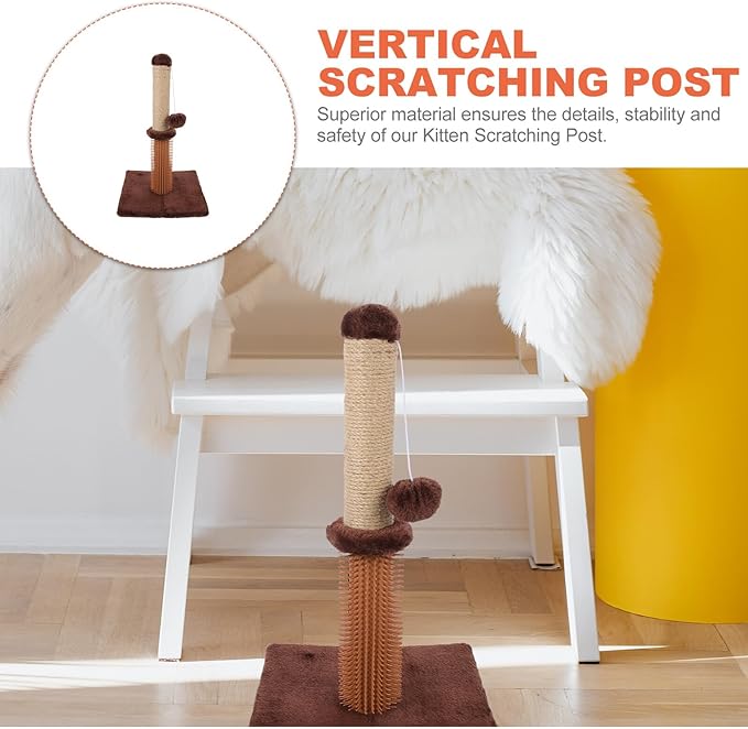 Cabilock Decorative Cat Scratching Post with Wear-Resistant Palm Plush Material, Comfortable Reusable Scratching Pole for Indoor Cats, 1pcs Kitten Scratcher with Climbing Platform