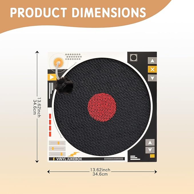 Cat Scratcher Record-Shaped Cat Scratching Board 35 * 35CM Scratching Pad, Dual-Use Flat and Vertical Cardboard Cat Scratcher, Equipped with Toy Spring Balls, Suitable for Cats to Sharpen Their Claws