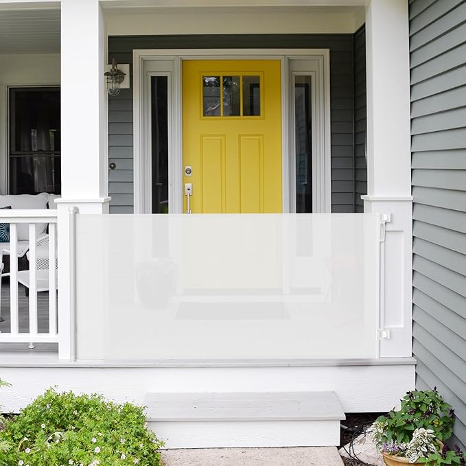 Babepai Retractable Baby Gates Extra Wide | 72" Wide x 34" Tall Dog Gates for Stairs | Indoor/Outdoor Use | Child Gates for Doorways, Deck, Porch, Hallways, Patio - White
