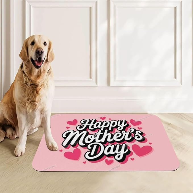 Pet Feeding Mat Absorbent Dog Mat for Food and Water Bowl Dog Accessories Happy Mother's Day Floral Gift for Mom Gv Pet Supplies Dogs Quick Dry Cat Water Dispenser Mats 24x16In