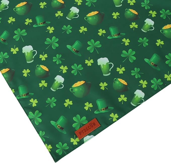 PTDECOR St. Patrick's Day Dog Bandana, Irish Lucky Pet Scarf, Premium Durable Fabric, Green Shamrock Hat Pet Bandanas for Extra Large Dogs (X-Large)