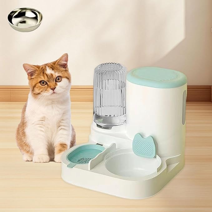 Automatic Dog Feeder and Water Dispenser Dog Bowl Household Portable Automatic Pet Feeder Food Feed for Small Dogs Kitten, Blue