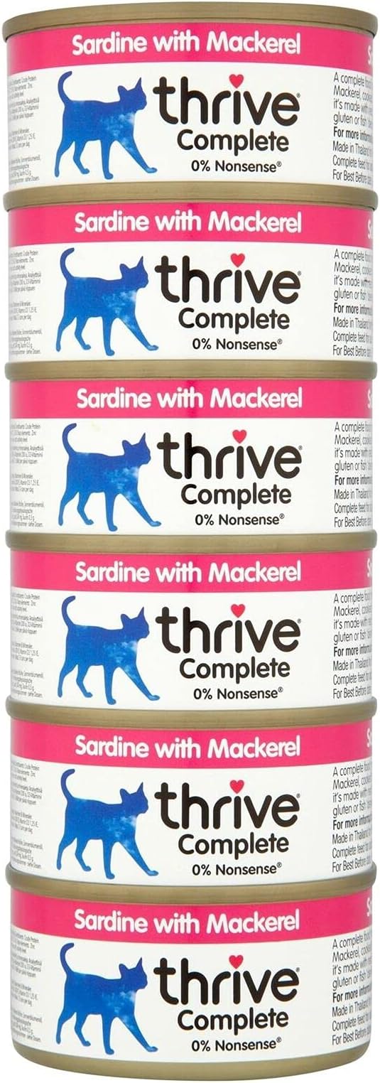 thrive Complete 100% Natural Multiple Flavors Food for Cats (6 Packs, Sardine and Mackerel)