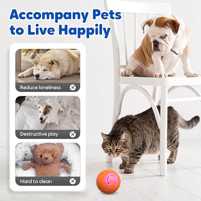 Interactive Dog Ball, 2026 Upgraded Activated Automatic Rolling Balls for Dogs, Self Moving Vibrating Smart Jumping Bouncing and Rotating Pets Toy to Keep Them Busy (HOT-Blue)
