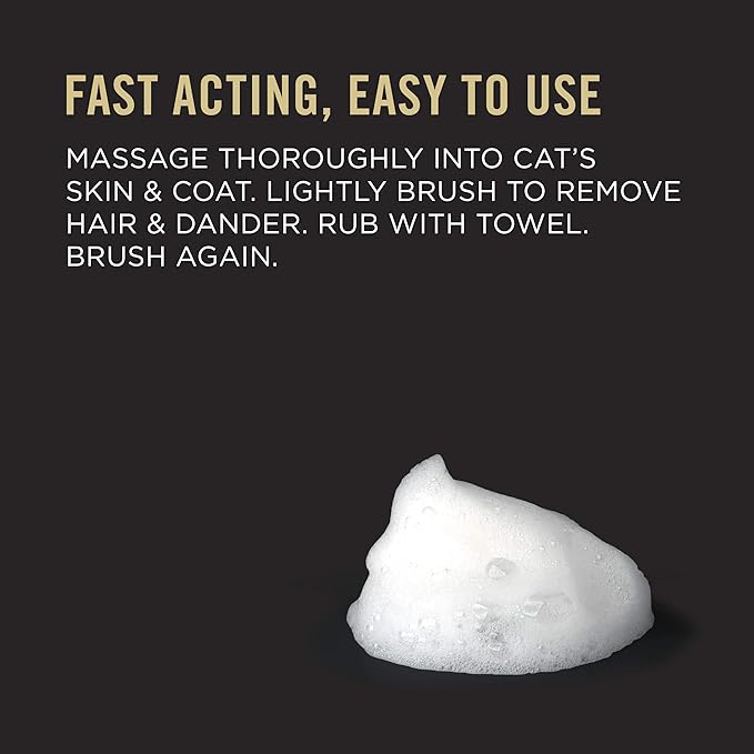 Purina Pro Plan Rinse Free, Allergen Reducing Dry Shampoo for Cats, LIVECLEAR Cleansing Foam - 8.5 oz.
