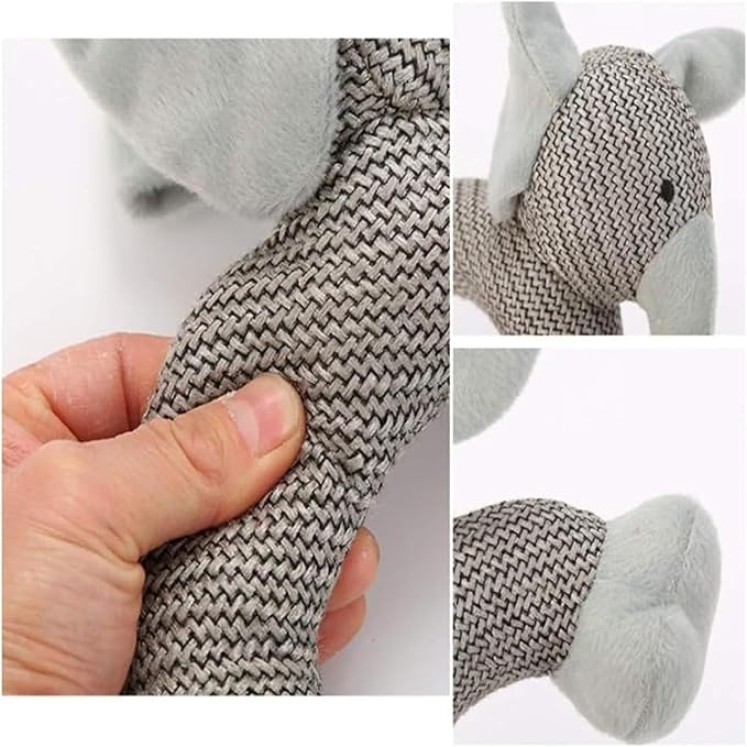 Linen Safari Companions, Squeaky Dog Chew Animals, Strudy Linen Fabric, Relieve Boredom and Anxiety in Dogs (Dog +Monkey)