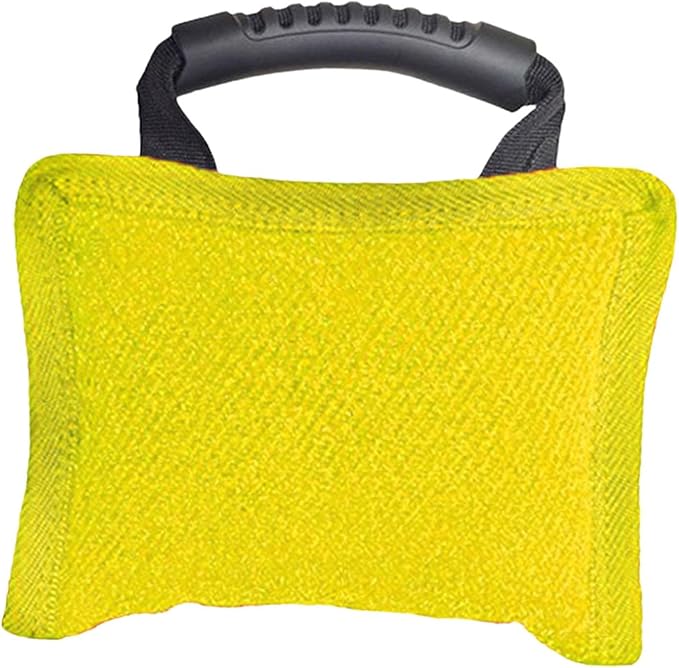 Baoblaze Dog Bite Pillow Tough Tug Toy Practical Portable Outdoor Pet Supplies for Small and Medium Sized Dogs Biting Pad with Handle, Yellow
