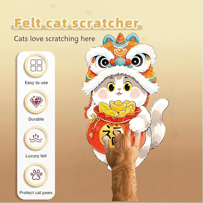 Wall Mounted Cat Scratching Pad with Back Adhesive - Self-Adhesive Cat Scratcher Board for Wall Door Sofa and Floor Use - Extra Large Durable Cat Scratcher Mat for Indoor Cats (Orange)