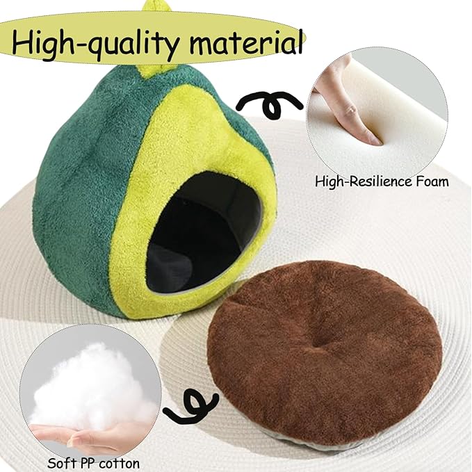 Cat Bed for Indoor Cats - Adorable Cozy Avocado Cat Cave with Removable Cushion, Super Soft Pet House Tent for Kittens & Small Pets, Warm and Washable Non-Slip Design