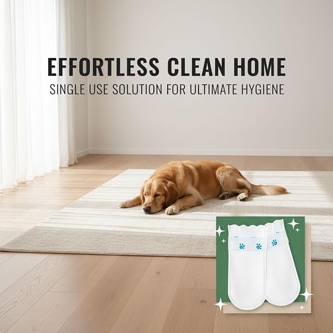 20 Pcs Dog Shoe for Walking, Disposable Pet Paw Covers, Waterproof Anti-Dirty M 6.5 x 3 in Non-Woven Fabric Boots for 15-30 lbs Dogs, Hygienic Pet Supplies