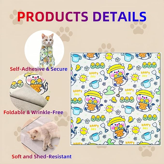 Cat Wrap for Cutting Nails Cloth Burrito Wrap for Nail Clipping,Scratch and Escape Prevention,Multi-Purpose Swaddle Wrap Pet Worker (Farm + House, 27.56inchx27.56inch)
