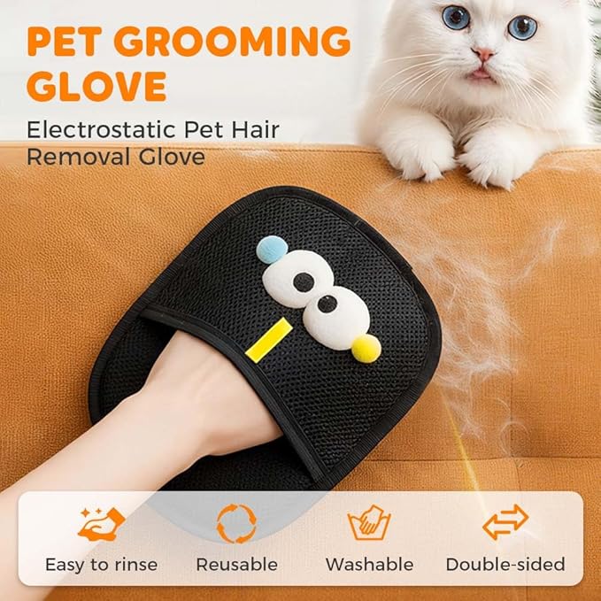 Pet Hair Removal Glove for Dogs & Cats, 2026 New Pet Grooming Mitt, Magic Brush Pet Hair Remova for Pet Owners Laundry Couch Carpet & Car Seat (3 PCS)