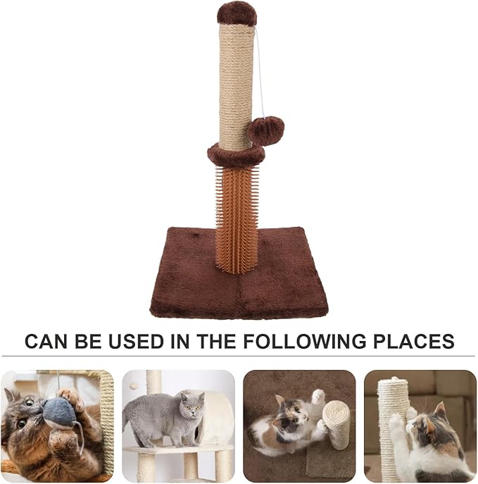 VOSAREA Cat Scratching Post Sturdy Floor Scratching Pole with Palm Plush Cover, Reusable Kitten Accessory for Indoor Cats, Comfortable Climbing Scratcher for Daily Use