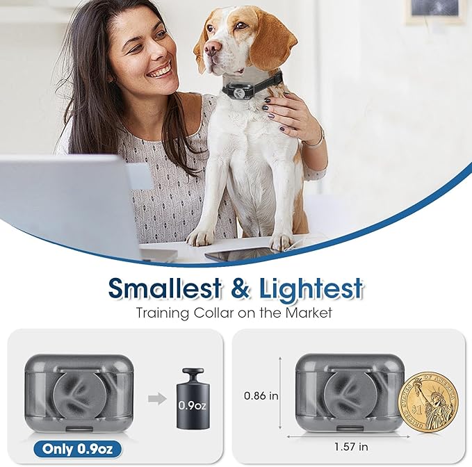 Small No Shock Dog Training Collar for Small Dogs 5-15lbs, Strong Vibrating Dog Collar Beep and Vibrate Only, Safe Lock Waterproof Rechargeable Vibration Collars for Dogs-No Prongs,Grey