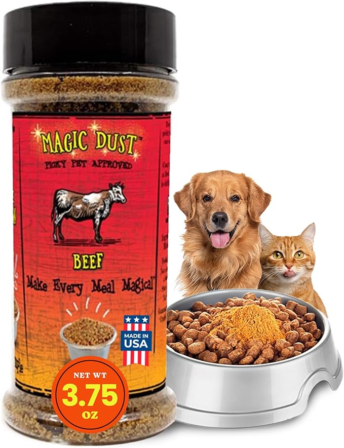 Wild Meadow Farms - Magic Dust Beef Jerky & Wild Boar Jerky Topper Single Protein Flavor Enhancers for Dogs & Cats, Elevate Mealtime for Picky Eaters - 3.5 Ounce