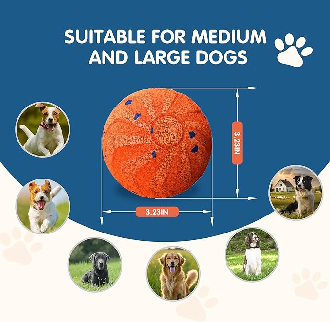 Smart Interactive Dog Toys,Vibrating Dog Ball,Automatic Moving/Bouncing/Rotating,Water Resistant Balls for Medium Large Dogs - Chase Pet Toys to Keep Them Busy (Blue)