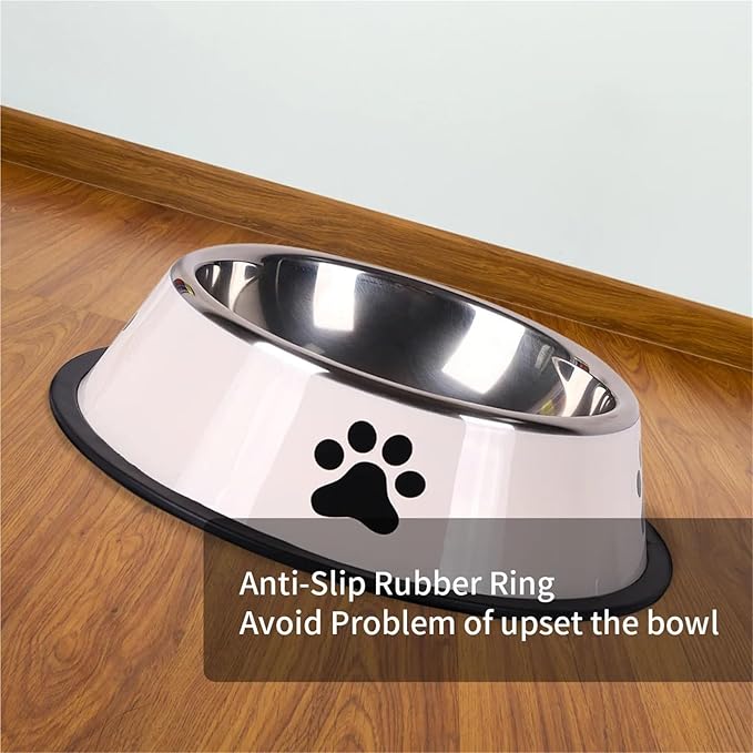 Stainless Steel Large Capacity pet Bowl Dog Food Bowl Multiple Specifications Anti-Fall Food Bowl Food Bowl Feeding pet Supplies(Gery-2pcs,X-Small)