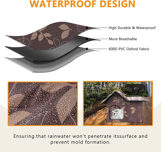 Large Outdoor Cat House Weatherproof, Houses for Outdoor Cats Feral, Collapsible Outside Cat House with Windproof Door, DIY Cardboard and Soft Mat, Insulated Stable Stray Cats Shelter in Winter