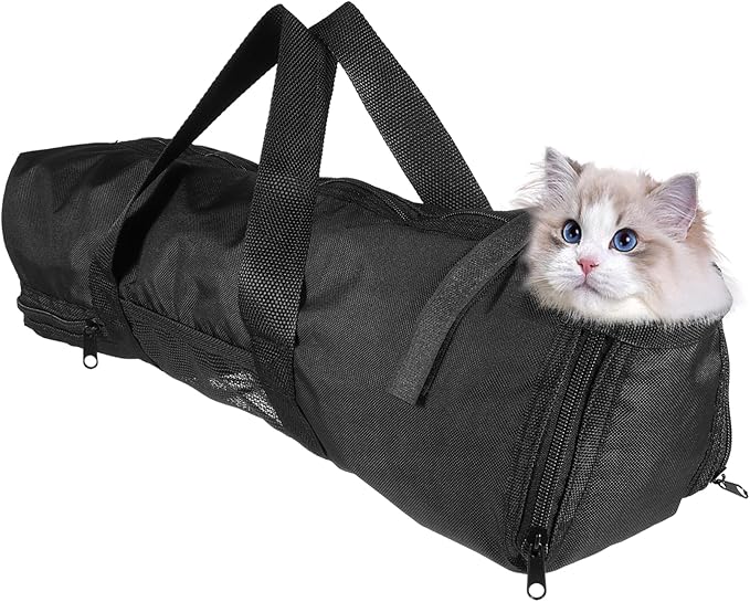 Cat Bathing Bag for Nail Trimming Mesh Grooming Holder Secure Zippers Comfortable Pet Bath Bag for Safe Washing and Grooming Sessions