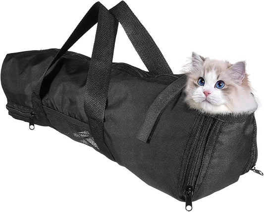Cat Bathing Bag for Nail Trimming Mesh Grooming Holder Secure Zippers Comfortable Pet Bath Bag for Safe Washing and Grooming Sessions