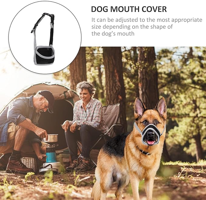 Dog Muzzle Anti-bite Breathable Mesh Muzzle for Large Dogs with Reflective Gray XL Cover Outdoor Training Pet Supply