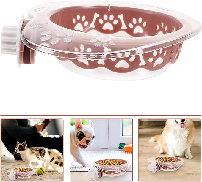 PRETYZOOM Hanging Pet Feeder Bowl with Heart Design, Detachable Dog and Cat Food Dish, Large Pink Puppy Supply for Crates and Kennels