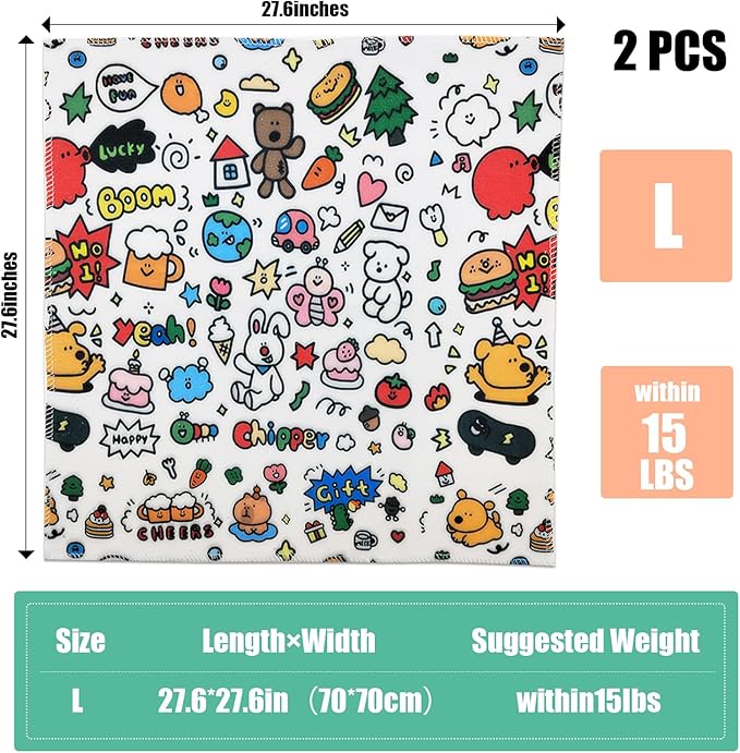 2 Pcs Cat Grooming Wrap, Self-Adherent Calming Cat Swaddle Wrap 27.6x27.6in, Cat Wrap for Grooming, Nail Clipping, Anti-Scratch, Anti-Escape