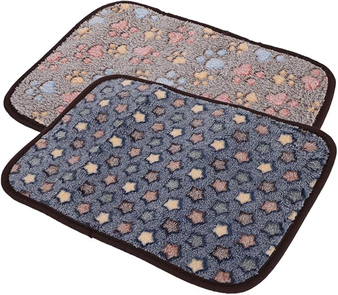 AYNEFY Doublesided Pet Mat Dog Daily Supplies Rattan and Warm Plush Cat Dog Bed for Summer Winter Use with Strong Edging for Cages Or Floor Doublesided Pet Mat Soft Breathable Cooling (M)