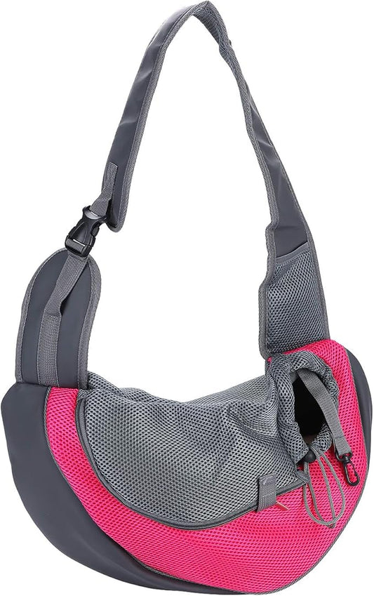 Dog Pet Sling Carrier Puppy Cat Sling Mesh Carrying Bag Adjustable Strap Breathble Small Dog Cat Satchel Carrier Hand Free Safe Front Backpack Soft Foldable Pet Purse Pouch Travel Outdoor