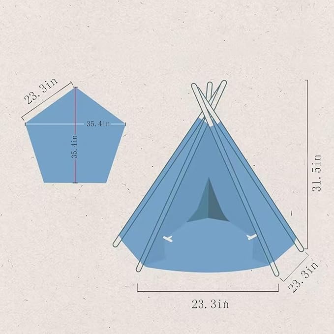 Dog Cat Teepee Tent Bed,Portable Pet Teepee for Small Animals Removable & Washable,Indoor Dog House with Cozy Cushion,Cat Teepee for Indoor Cats,Bunny Tent Outdoor (White, L)