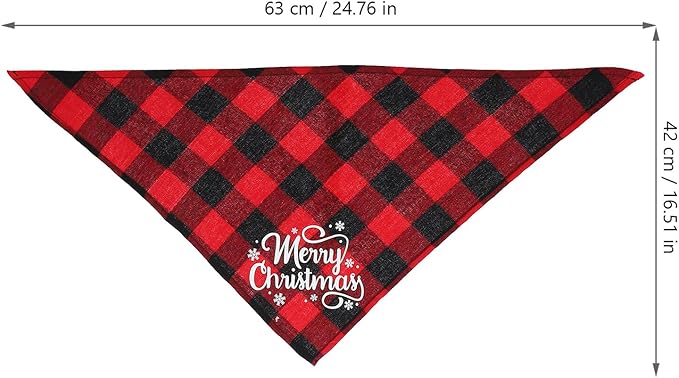 Kichvoe 2pcs Dog Christmas Scarves Plaid Triangle Bibs Double-Sided Cotton Pet Bandanas for Holiday Supplies and Festive Dog Apparel