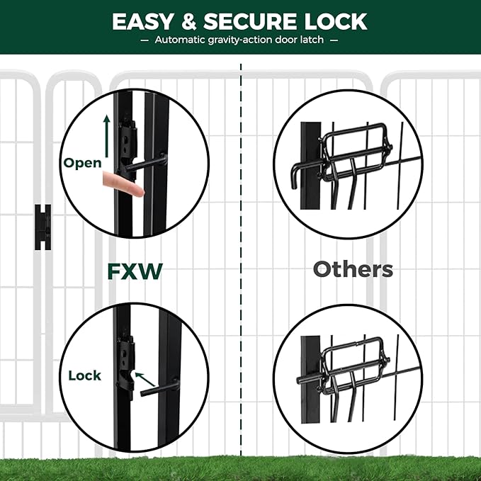 FXW Rollick Unleashed Dog Playpen for Indoor, Yard, RV Camping, 45 inch 32 Panels for Large Dogs, Black│Patented