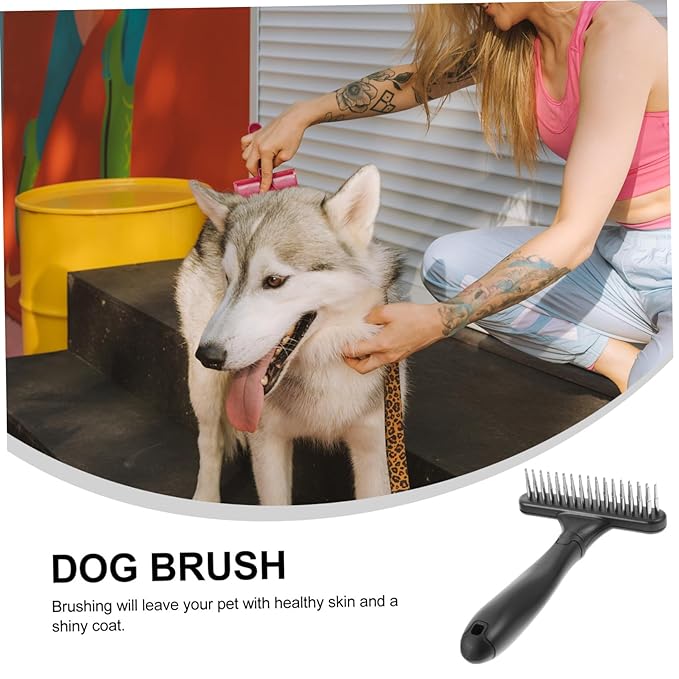 BESPORTBLE Stainless Steel Pet Comb Brush Double Rows Slicker for Dog Cat Grooming Undercoat Rake for Curly Hair