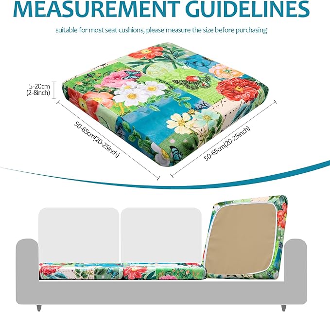 HANDONTIME Viantge Floral Outdoor Cushion Covers 8pcs Oil Painting Green Couch Cushion Covers Replacement Patio Couch Cover Sofa Cover Indoor Patio Cushion for Outdoor Furniture Washable, Cover Only