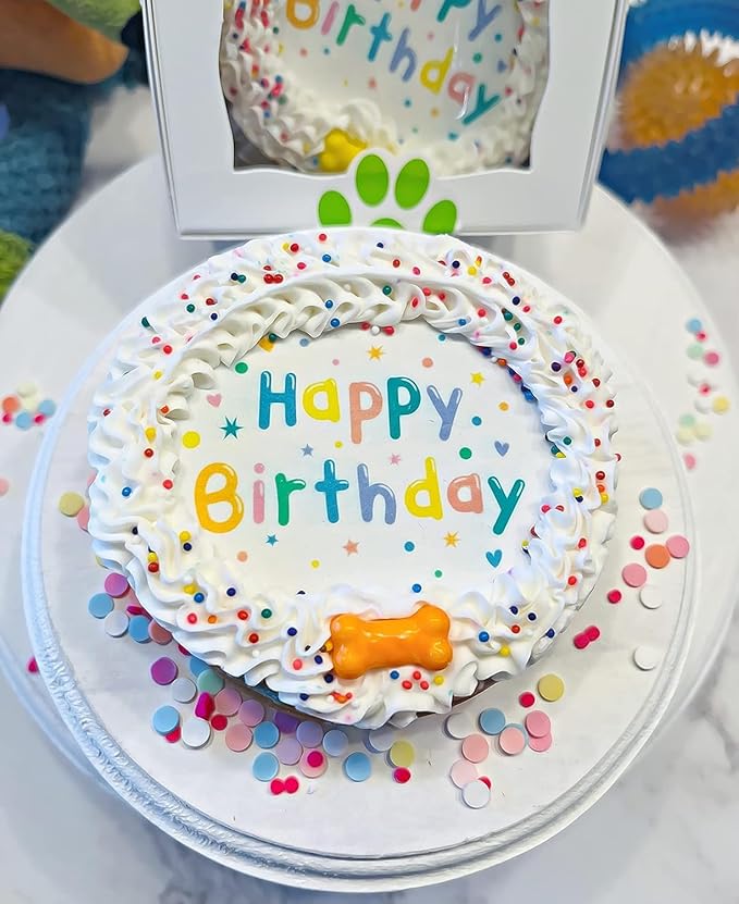 Dog Birthday Cake- Handmade Crunchy Cookie Treat- Made Fresh- Handmade with Love- Perfect Dog Party Gift Boxed, Iced and Decorated