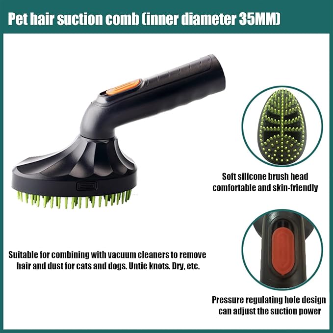 Pet Hair Grooming Brush Vacuum Attachment, Professional Cat Grooming Tools, 18x12x5cm, Soft Puppy Removal, PP Design, Compatible with Most Vacuums, Lightweight