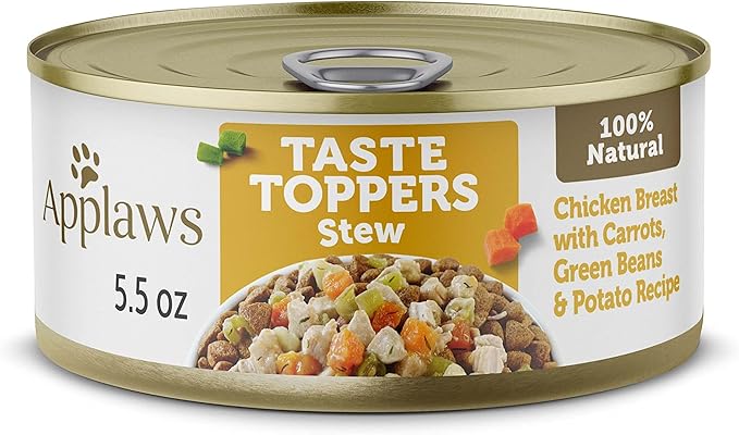 Applaws Taste Toppers, Grain-Free Dog Food Topper, Limited Ingredient, Chicken Stew with Carrots, Green Beans & Potato (12 x 5.5oz Cans)