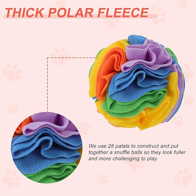 Snuffle Ball for Dogs, Designed for Small Breeds and Puppies, Interactive Dog Toys, Keeps Pet Busy with Storage Bag Machine Washable, Colorful, Medium