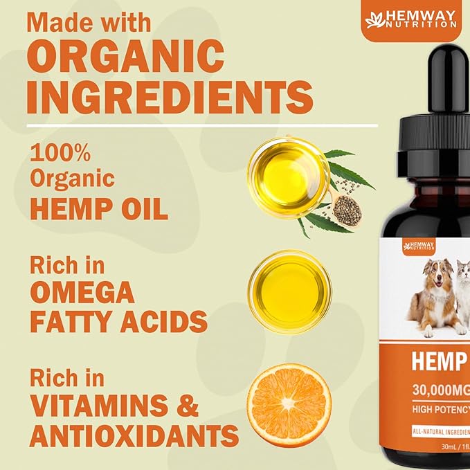 (2-Pack) Organic Hеmp Oil for Dogs and Cats - Pet Hеmp Drops for Anxiety Relief, Stress,Pain, Calming, Sleep, Arthritis - Treats Chews - Support Hip and Joint Health - Rich in Omega 3-6-9
