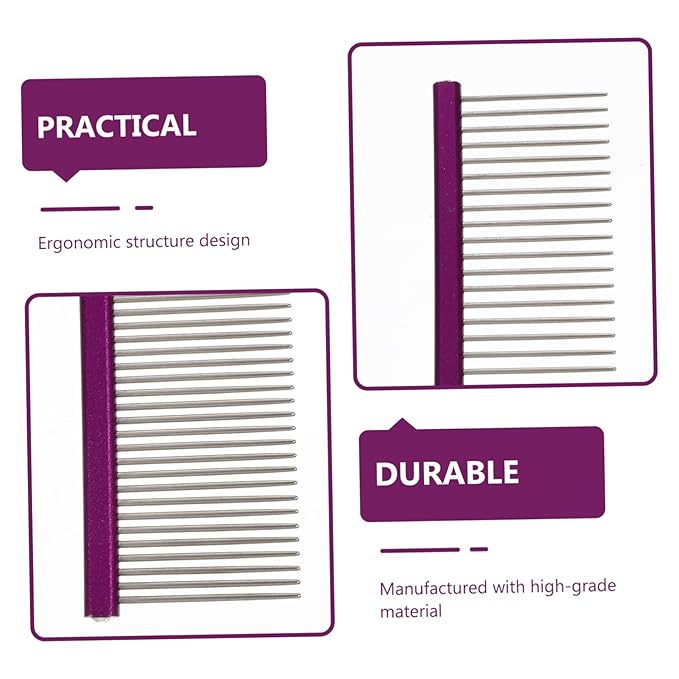 SUPVOX Portable Cat Hair Comb Pet Fur Removal Comb with Rounded Needles for Gentle Grooming Daily Use Household Pet Accessory in Purple