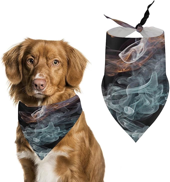 Dog Bandana Spring Pet Scarf Adjustable Triangle Psychedelic Smoke Printing Dog Bib Washable Polyester Puppy Bandana for Small Medium Large Dogs Cat Birthday Party Supplies