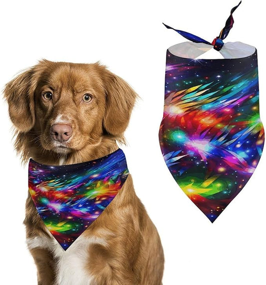 Dog Bandana Spring Pet Scarf Adjustable Triangle Bright Beautiful Colorful Art Printing Dog Bib Washable Polyester Puppy Bandana for Small Medium Large Dogs Cat Birthday Party Supplies