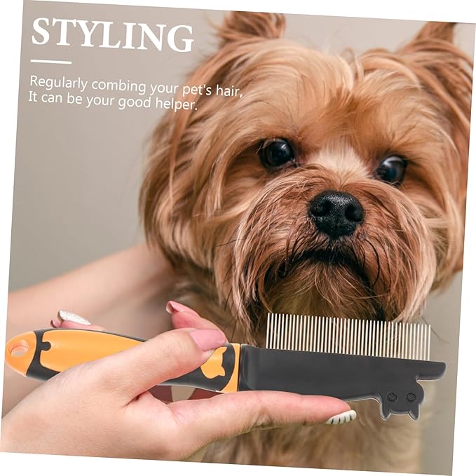 YARNOW Dog Hair Comb Stainless Steel Dematting Rake Multi-function Pet Grooming Comb Small Portable Household Dog Supplies for Tangled and Loose Fur Removal