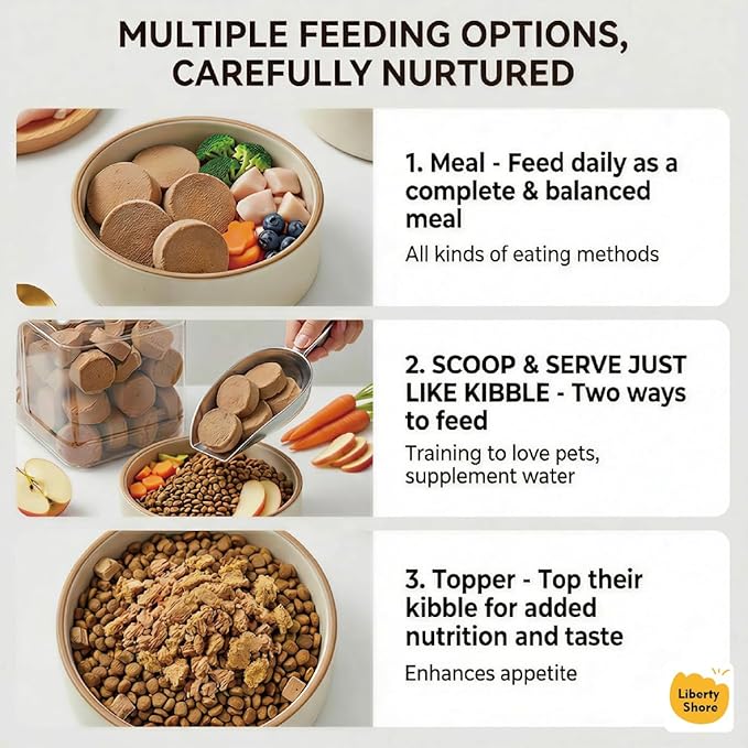 Freeze-Dried Raw Dinner Patties, Dog Food Topper and Mixer, High Protein, Grain-Free, Perfect for Picky Eaters (1.9oz/54g-1pack)