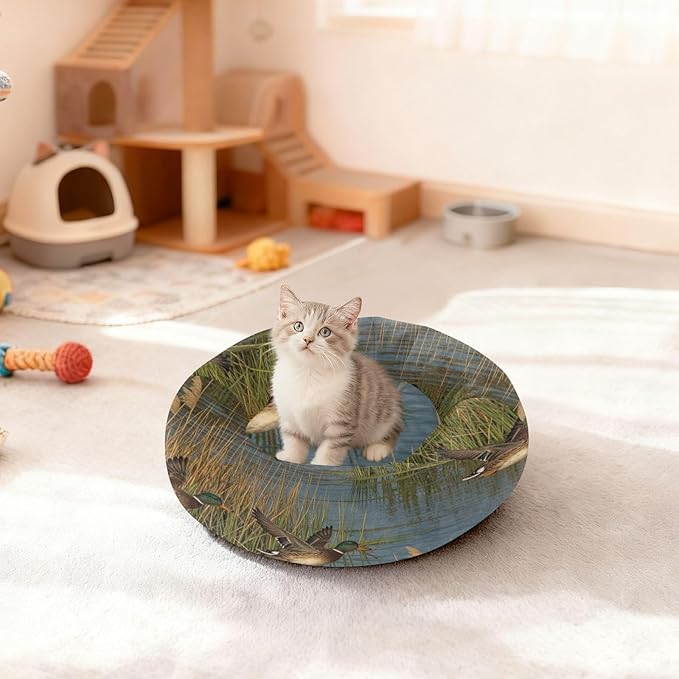 Pet Dog Beds Warm & Cozy fluffier Orthopedic Dog Bed for Extra Small Size Pets Supplies Wetland Bird Scene