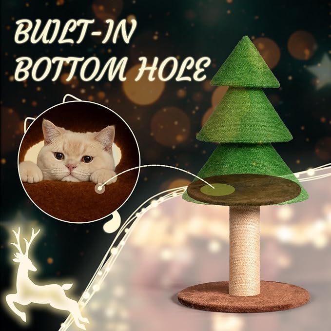 Outvita 31.5in Christmas Tree Cat Scratcher, Cat Scratching Post for Indoor Cats, Large Sisal Cat Scratching Tree Cat Scratch Tower, Grass Green