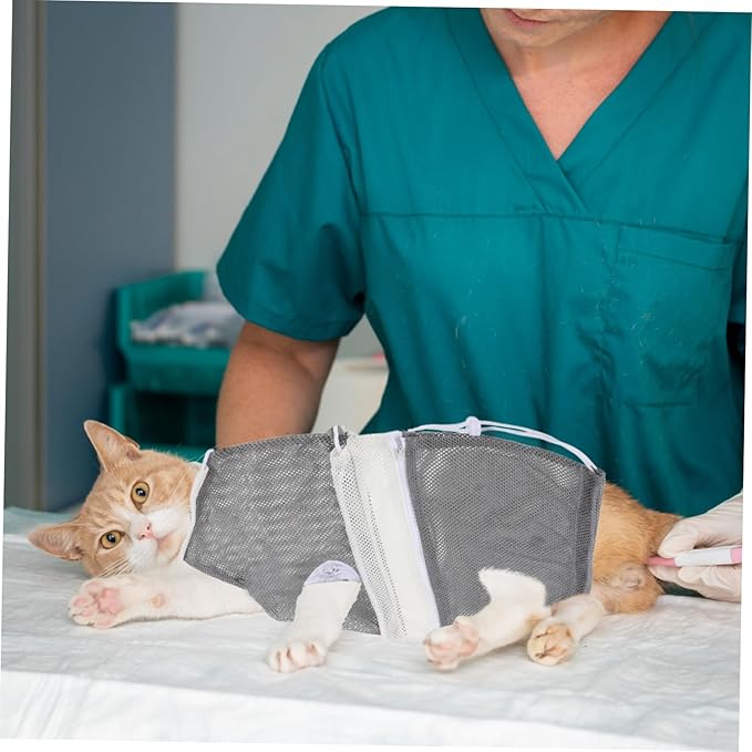 Adjustable Cat Grooming Bag Durable Mesh for Bathing Nail Trimming Medical Care Suitable for Cats Over Months Up to Easy Control Design