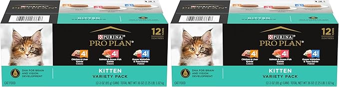 Purina Pro Plan High Protein Wet Kitten Food Variety Pack,Development Kitten Favorites - 3 oz. Cans,(Pack of 4)