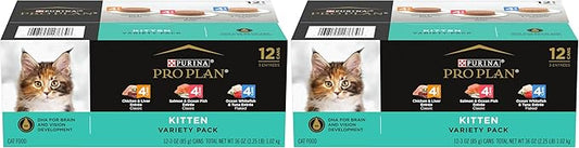 Purina Pro Plan High Protein Wet Kitten Food Variety Pack,Development Kitten Favorites - 3 oz. Cans,(Pack of 4)